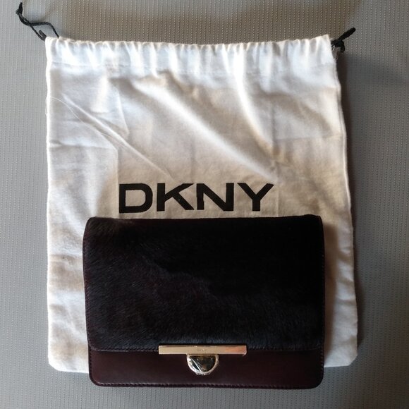 DKNY Burgundy Leather and Haircalf Clutch - NWT - Picture 9 of 11